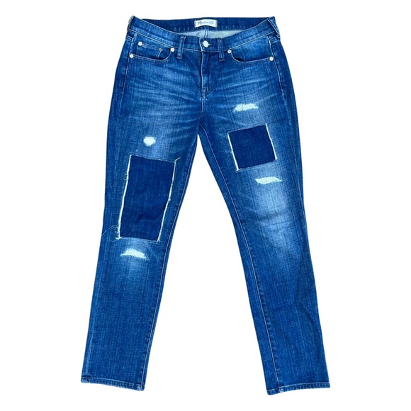 Madewell The Slim Boyjean: Patched-Up Edition in Springfield Wash - Picture 8 of 16
